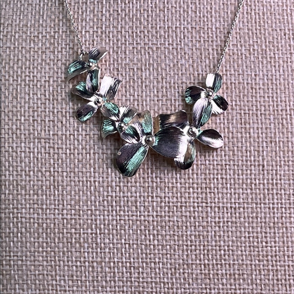 Silpada Sterling Silver "Garden Whimsy" Flower Link Necklace Adj 16”-18"